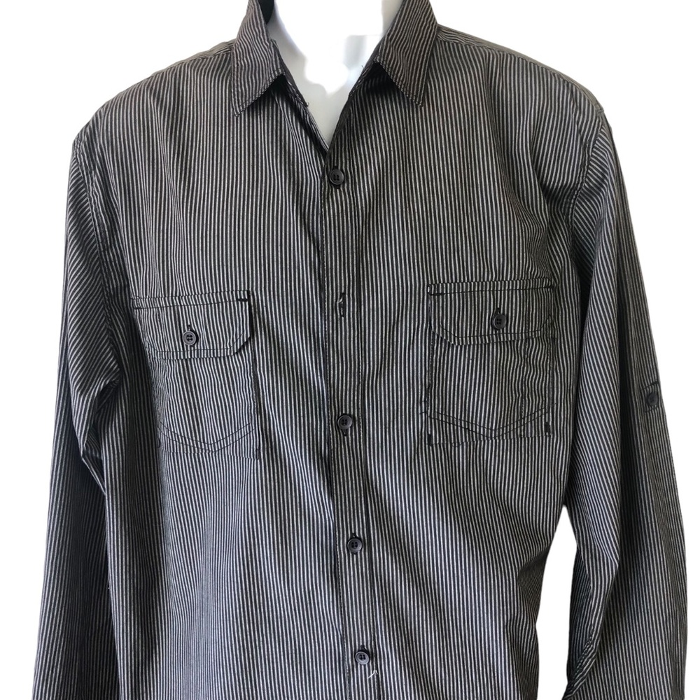 Montage XL black striped long sleeve button down dress shir